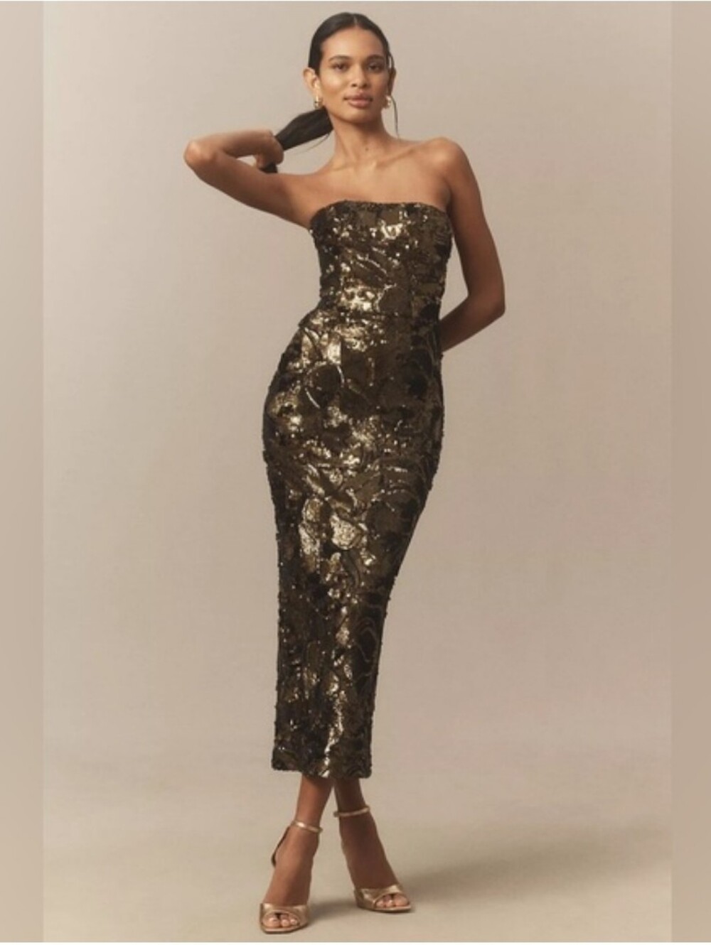 Helsi Leslie Strapless Stretch Sequin Midi Dress.
